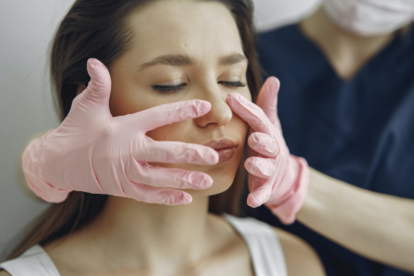 woman receiving facial aesthetic treatment